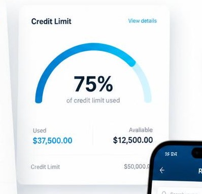 Concord credit-limit gauge showing credit used and available